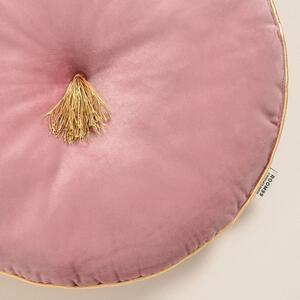 Elegantni okrugli ukrasni jastuk od ružičastog velura