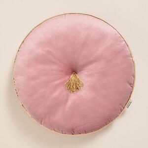 Elegantni okrugli ukrasni jastuk od ružičastog velura