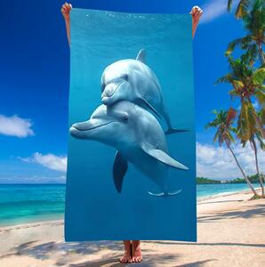 Plavi ručnik za plažu s dupinima Širina: 100 cm | Duljina: 180 cm