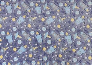 Svjetleca deka od mikroflanela KOMETE I RAKETE 150x200 cm plavo-siva
