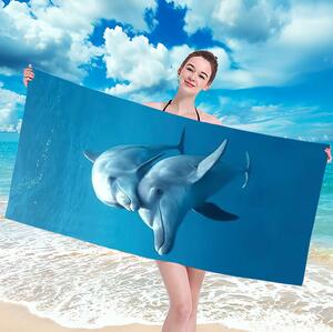 Plavi ručnik za plažu s dupinima Širina: 100 cm | Duljina: 180 cm