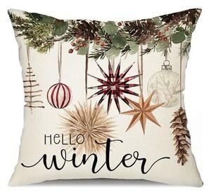 Božićna ukrasna jastučnica BOHO WINTER 45x45 cm, krem boje