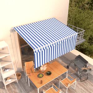VidaXL Automatska tenda na uvlačenje s roletom 3,5x2,5 m plavo-bijela