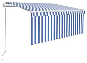 VidaXL Automatska tenda na uvlačenje s roletom 3,5x2,5 m plavo-bijela