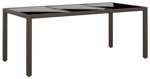 VidaXL Vrtni stol 190x90x75 cm od kaljenog stakla i poliratana smeđi