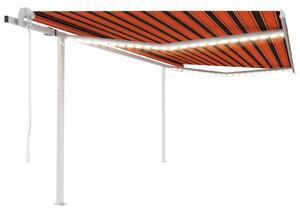 VidaXL Automatska tenda sa senzorom LED 4,5 x 3,5 m narančasto-smeđa