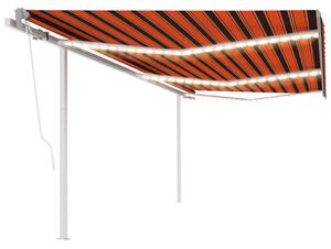 VidaXL Automatska tenda sa senzorom LED 6 x 3,5 m narančasto-smeđa