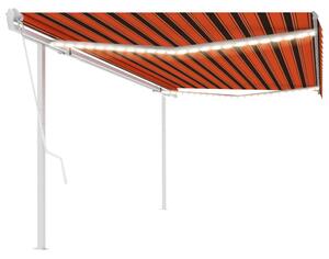 VidaXL Automatska tenda sa senzorom LED 5 x 3 m narančasto-smeđa