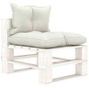 VidaXL Srednja vrtna sofa od paleta s bež jastucima drvena
