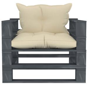 VidaXL Vrtna sofa od paleta s krem jastucima drvena
