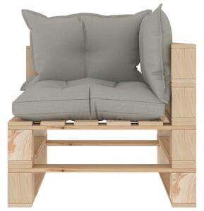 VidaXL Kutna vrtna sofa od paleta sa smeđesivim jastucima drvena