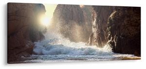 Slika - Stijene i valovi oceana (120x50 cm)