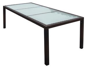 VidaXL Vrtni stol od poliratana i stakla smeđi 190 x 90 x 75 cm