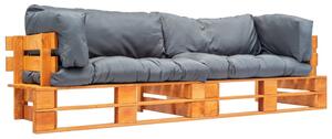 VidaXL 2-dijelni vrtni set sofa od paleta sa sivim jastucima borovina