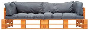 VidaXL 2-dijelni vrtni set sofa od paleta sa sivim jastucima borovina