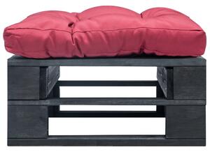 VidaXL Vrtni otoman od paleta s crvenim jastukom crni drveni