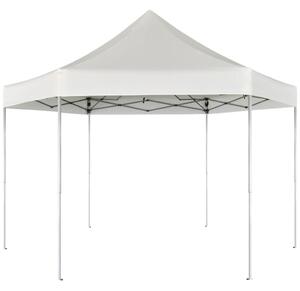 VidaXL Šesterokutni prigodni sklopivi šator krem bijeli 3,6 x 3,1 m
