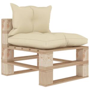 VidaXL Srednja vrtna sofa od paleta s krem jastucima drvena
