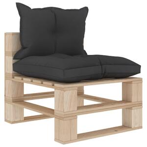 VidaXL Srednja vrtna sofa od paleta s crnim jastucima drvena