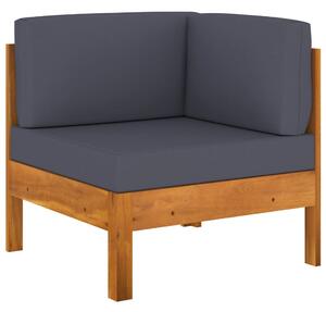 VidaXL Kutna sofa s tamnosivim jastucima masivno bagremovo drvo