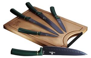 BerlingerHaus - Set noževa od nehrđajućeg čelika s daskom za rezanje od bambusa 6 kom zelena