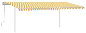VidaXL Tenda na ručno uvlačenje sa stupovima 6 x 3 m žuto-bijela