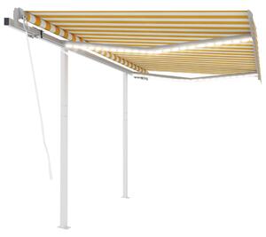 VidaXL Automatska tenda sa senzorom za vjetar LED 3x2,5 m žuto-bijela