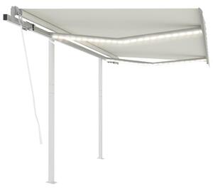 VidaXL Automatska tenda sa senzorom za vjetar LED 3x2,5 m krem