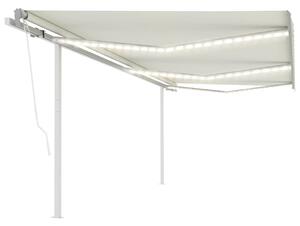 VidaXL Automatska tenda sa senzorom za vjetar LED 6 x 3,5 m krem
