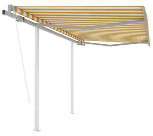 VidaXL Automatska tenda na uvlačenje 3,5 x 2,5 m žuto-bijela