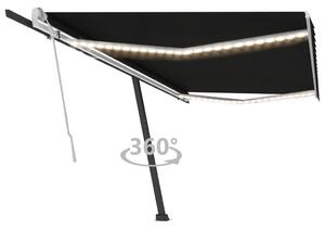 VidaXL Tenda na ručno uvlačenje s LED svjetlima 500 x 300 cm antracit