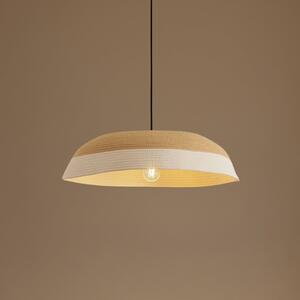 Lindby viseća svjetiljka Caliva, Ø 60 cm, bež/bijela, konopljasti konopac, Bež, Dnevni boravak/blagovaonica, Tkanina / tekstil