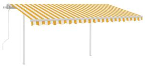 VidaXL Automatska tenda sa senzorom za vjetar LED 4x3 m žuto-bijela
