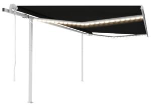 VidaXL Automatska tenda sa senzorom za vjetar LED 4x3 m antracit