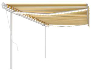 VidaXL Automatska tenda sa senzorom za vjetar LED 5 x 3 m žuto-bijela