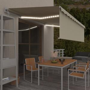 VidaXL Automatska tenda s roletom i senzorom LED 5 x 3 m krem