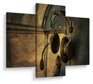 Slika - Vintage avionske slušalice (90x60 cm)