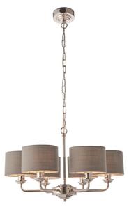 Endon 94381 - Luster na lancu HIGHCLERE 6xE14/28W/230V siva/sjajni krom