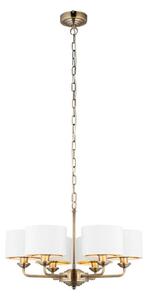Endon 98936 - Luster na lancu HIGHCLERE 6xE14/28W/230V bijela/mesing