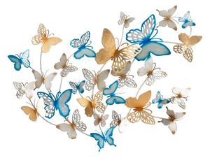 Mauro Ferretti Zidni pano leptiri zlatni-svijetlo plavi cm 132x3,5x95,5