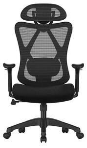 Uredska stolica s naslonom za glavu MAGNUS, max. 150 kg, crna SongmicsHome