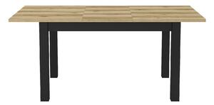 Stol Austin N113Mat crna, Lagani hrast, 77x85x130cm, EstensioneNastavak za produživanje, Laminirani iveral, Laminirani iveral