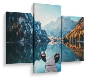 Slika - Čamci na jezeru Braies (90x60 cm)