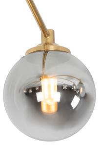Moderna stropna svjetiljka zlatna 8 svjetiljki s dimnim staklom - Atena
