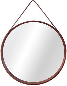 Okruglo drveno ogledalo na remenu LOFT D.Brown 50 cm