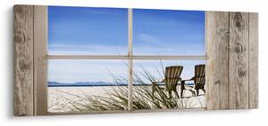 Slika - Prozor s pogledom na plažu (120x50 cm)