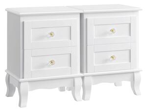 Set od 2 drvena noćna ormarića, 38,5 x 52,5 x 30,5 cm, bijeli | VASAGLE