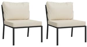 VidaXL Vrtne stolice s jastucima boje pijeska 2 kom 60x74x79 m čelične