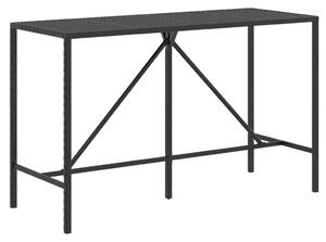 VidaXL Barski stol sa staklenom pločom crni 180x70x110 cm poliratan