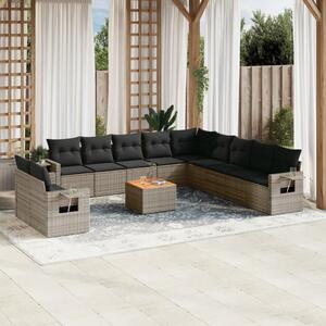 VidaXL 12-dijelni set vrtnih sofa od poliratana s jastucima sivi